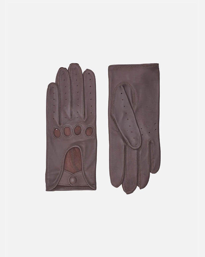 Ultra classic women's driving gloves in the colour taupe. Made from 100% lamb leather.