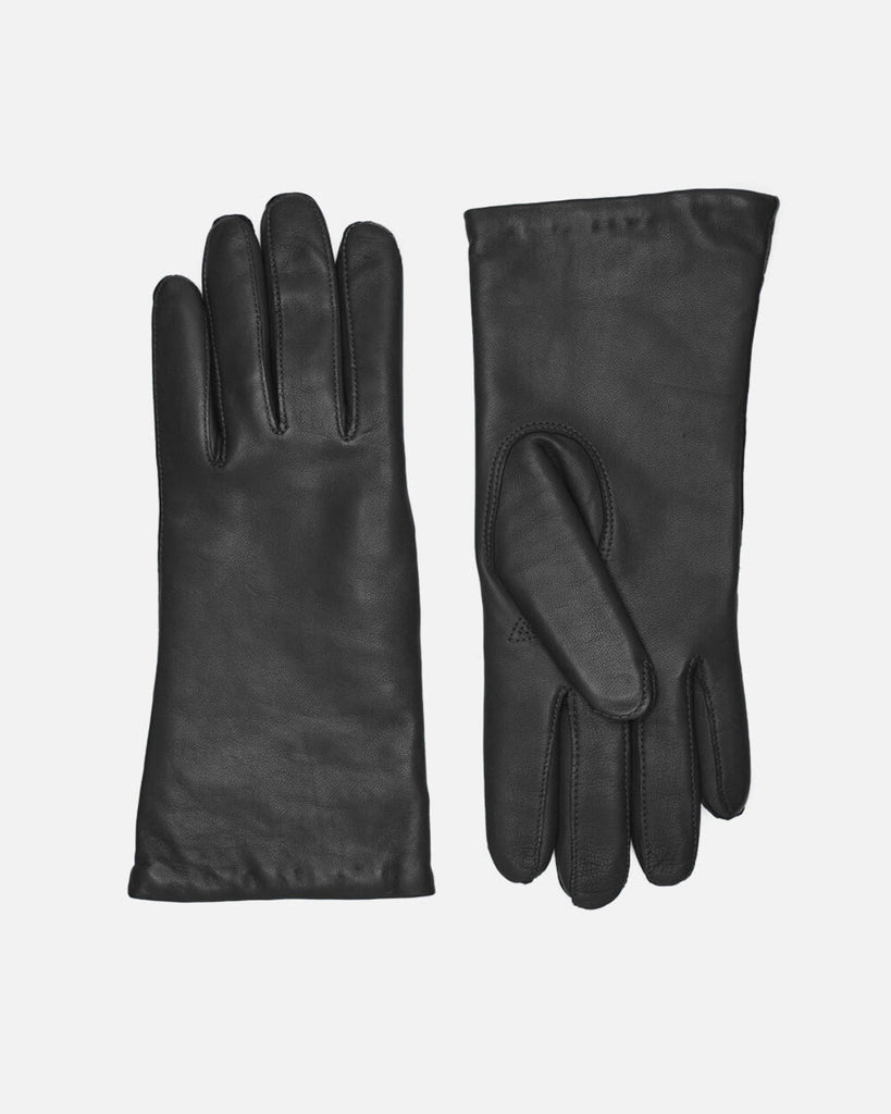 Women's classic leather glove with warm wool-blend lining.