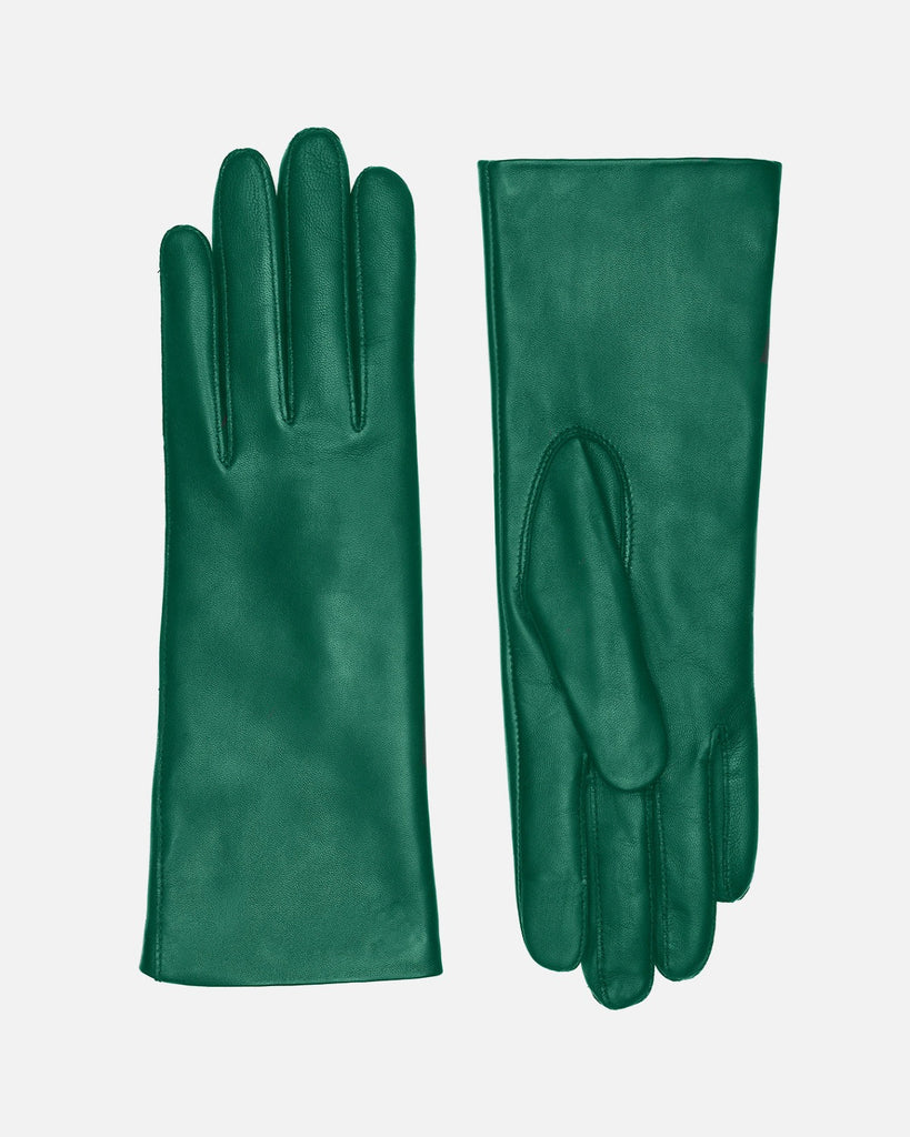 Classic and timeless leather glove for women with warm wool lining in the colour malakit.