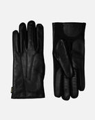 One-size men's leather gloves in black with warm wool-blend lining from RHANDERS.