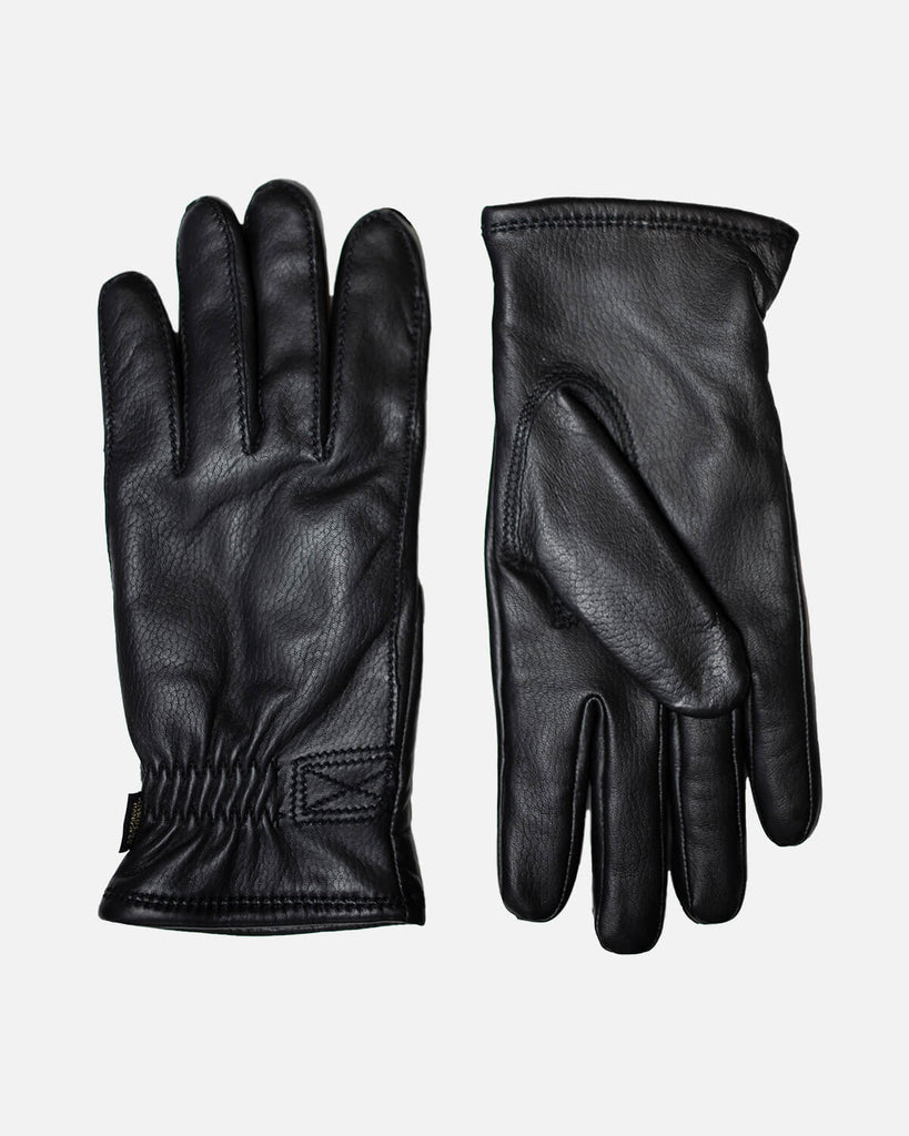 Men's leather gloves in black with warm fleece lining from Randers Handsker.