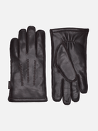 Warm men's leather gloves in black with slink lamb lining, RHANDERS.