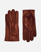 Modern men's leather gloves in cognac with warm wool-blend lining from RHANDERS.