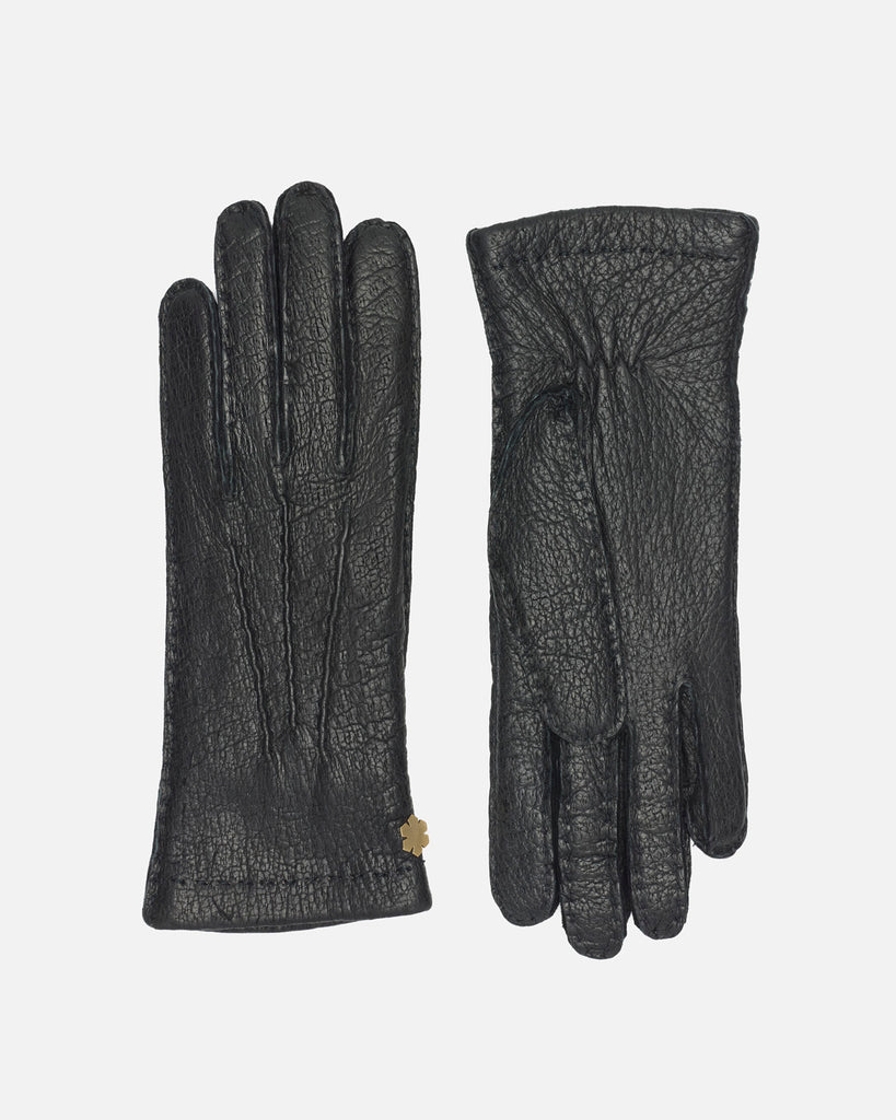 Premium peccary handsker til kvinder fra RHANDERS i sort og med uldfor.