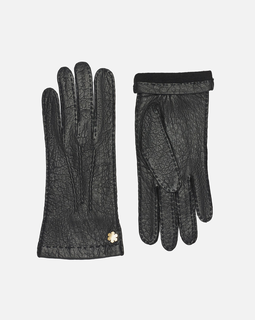 Women's premium peccary gloves, unlined and in black from RHANDERS.