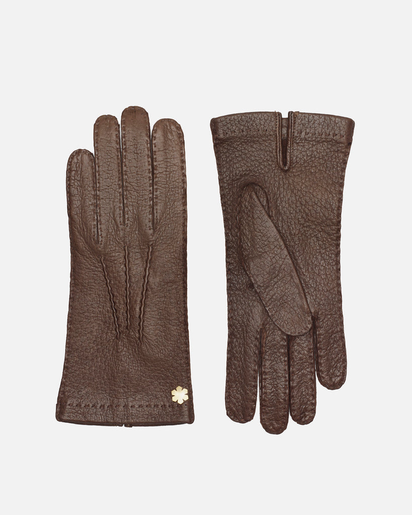 Premium peccary-handsker til kvinder fra RHANDERS, uforet og i brun.