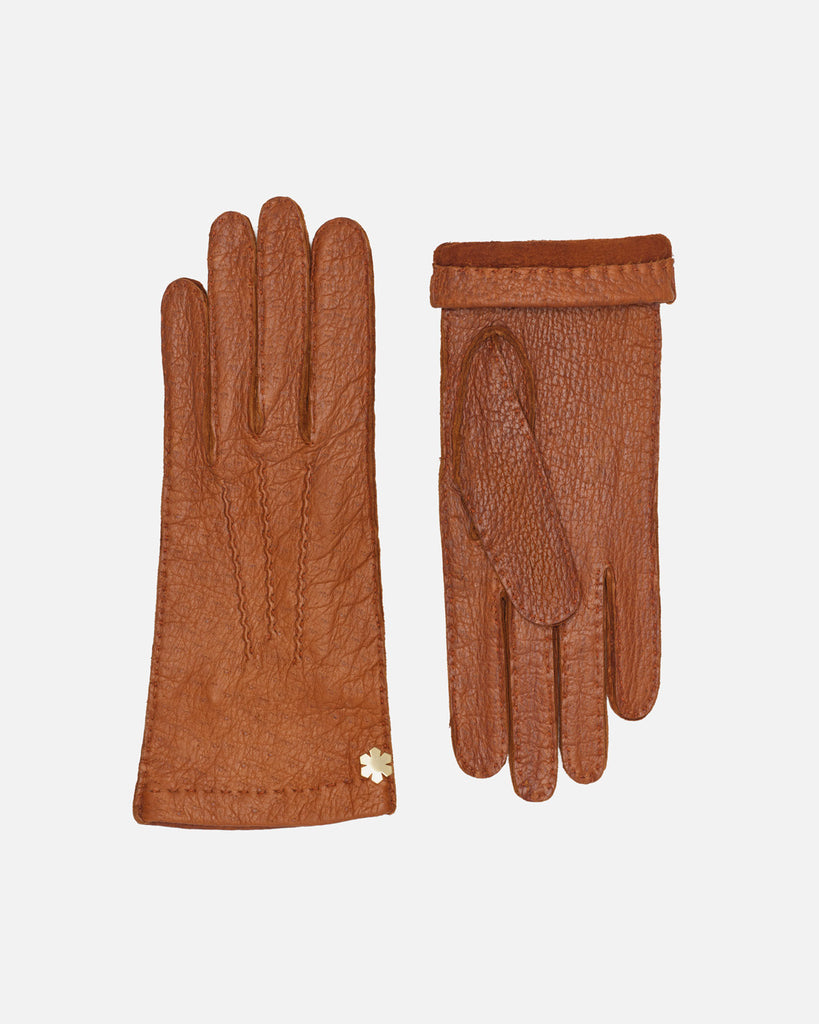 Exclusive women's gloves in peccary leather, unlined for the ultimate hands-on feel, RHANDERS.