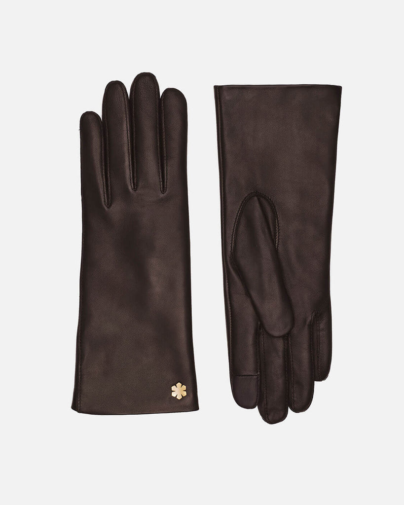 Classic RHANDERS leather glove 'Anna' in brown with wool lining and touch.