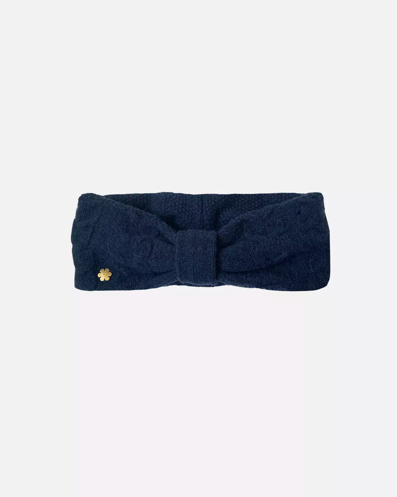 Warm, soft and intricately designed headband in the colour Atlantic Blue. Made from 100% lambswool.