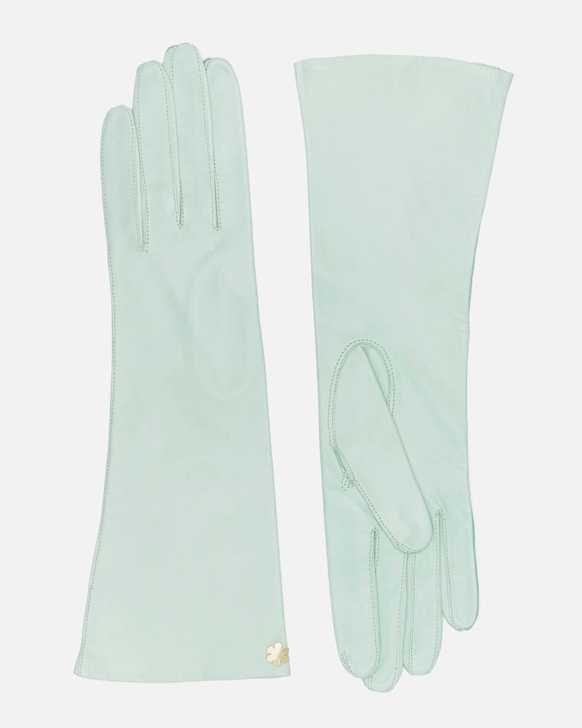 Classic unlined female leather gloves in mint from RHANDERS.