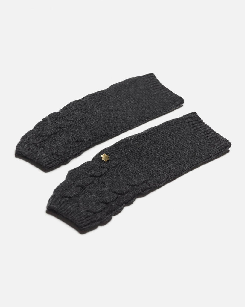Soft charcoal elbow length arm warmers with room for your thumb.