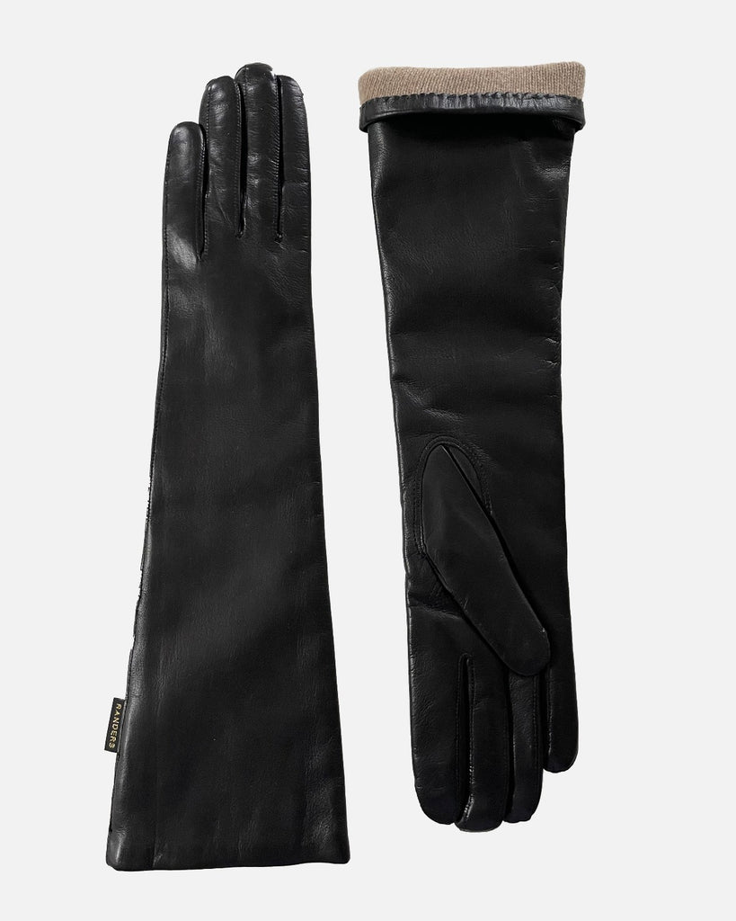 Timeless female leather gloves in black with wool lining, RHANDERS.