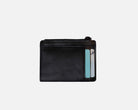 Small leather zip wallet in black, with compartments for creditcards from RHANDERS.