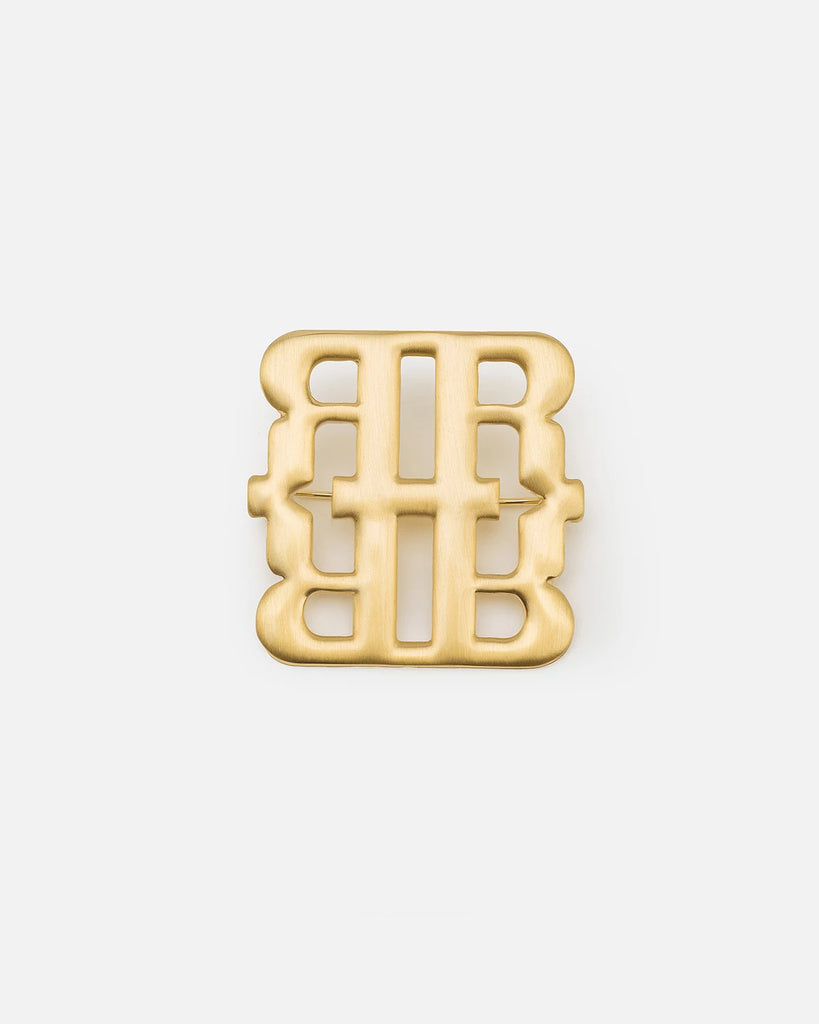 Elegant RHANDERS 14K gold plated brooch featuring our re-designed monogram.