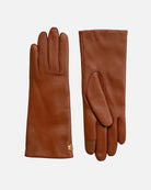 Classic women's leather gloves in cognac, with wool lining and touch from RHANDERS.