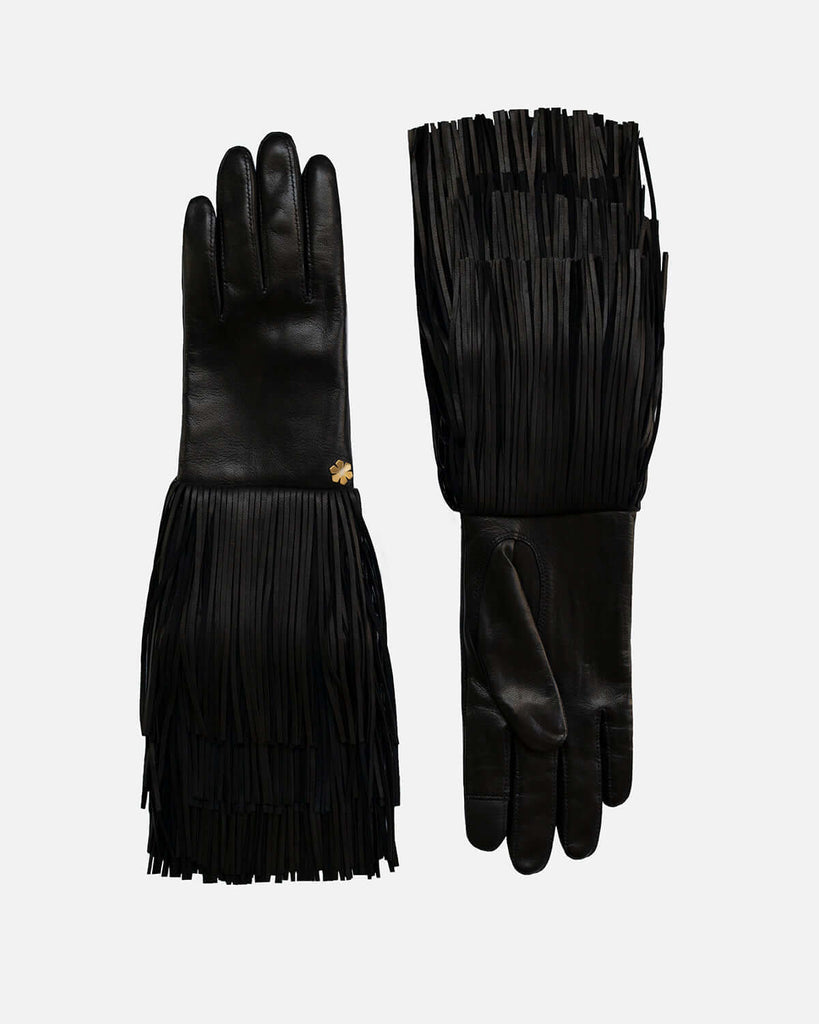 Female leather gloves with fringes from RHANDERS.