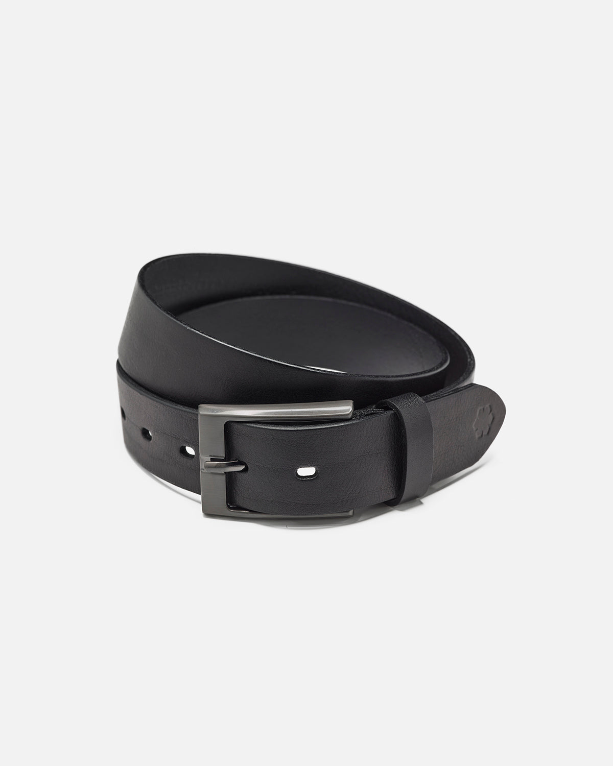 Men's black leather belt, handcrafted in Denmark, RHANDERS.