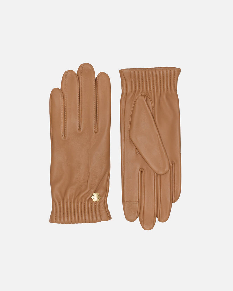 Cecilia women's gloves in color camel with silk lining from exclusive RHANDERS.