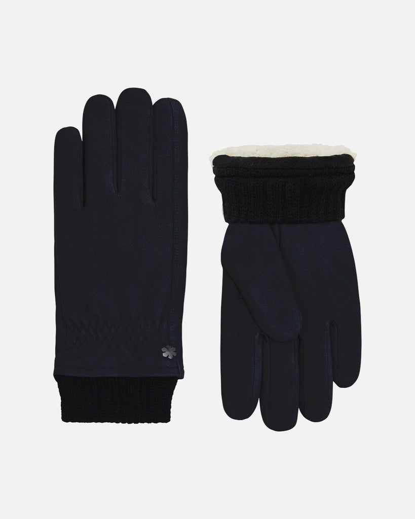 Men's leather gloves "Harry" in nubuck with warm fleece lining, RHANDERS. 