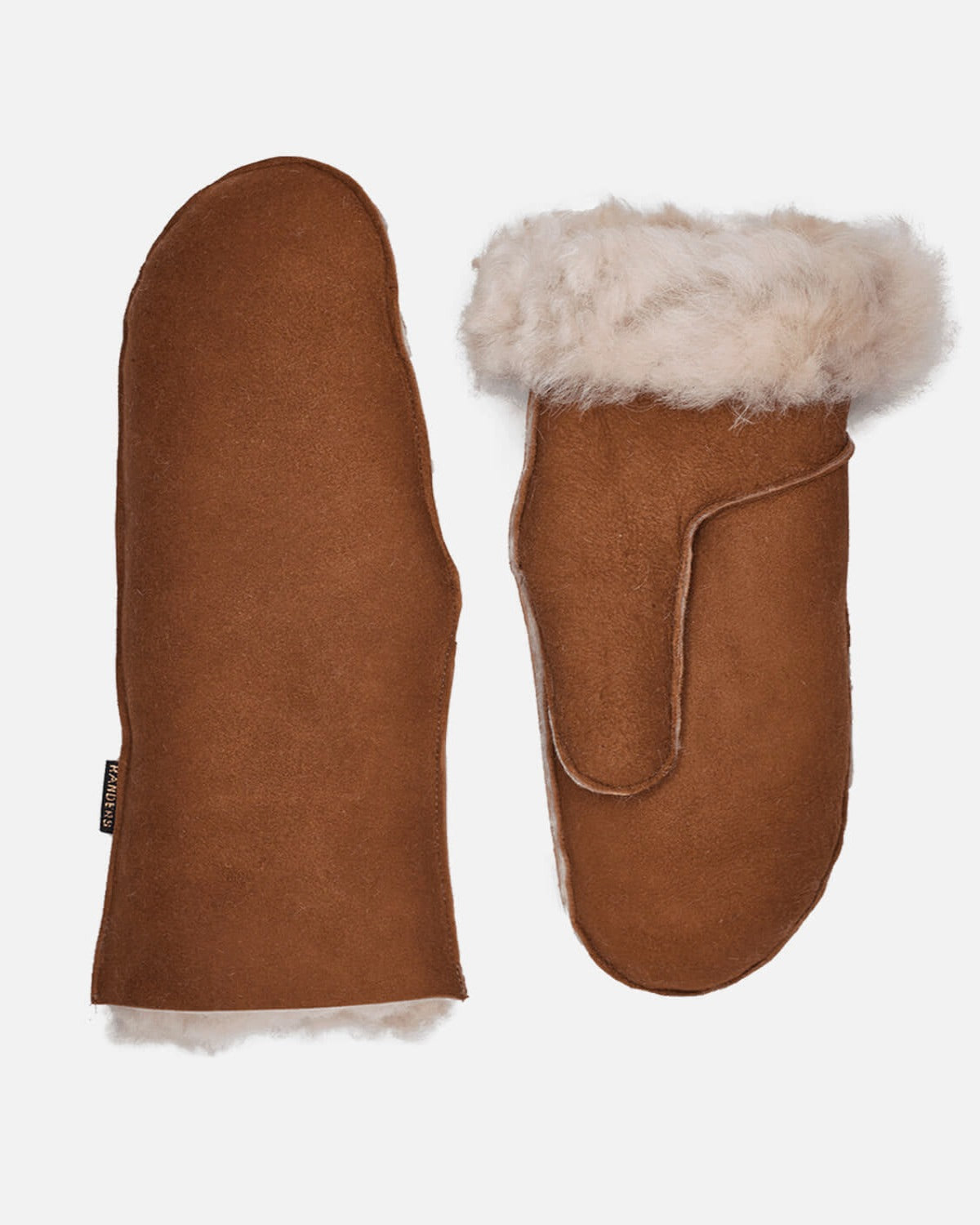 Warm soft lamb men's mittens in cognac, RHANDERS.