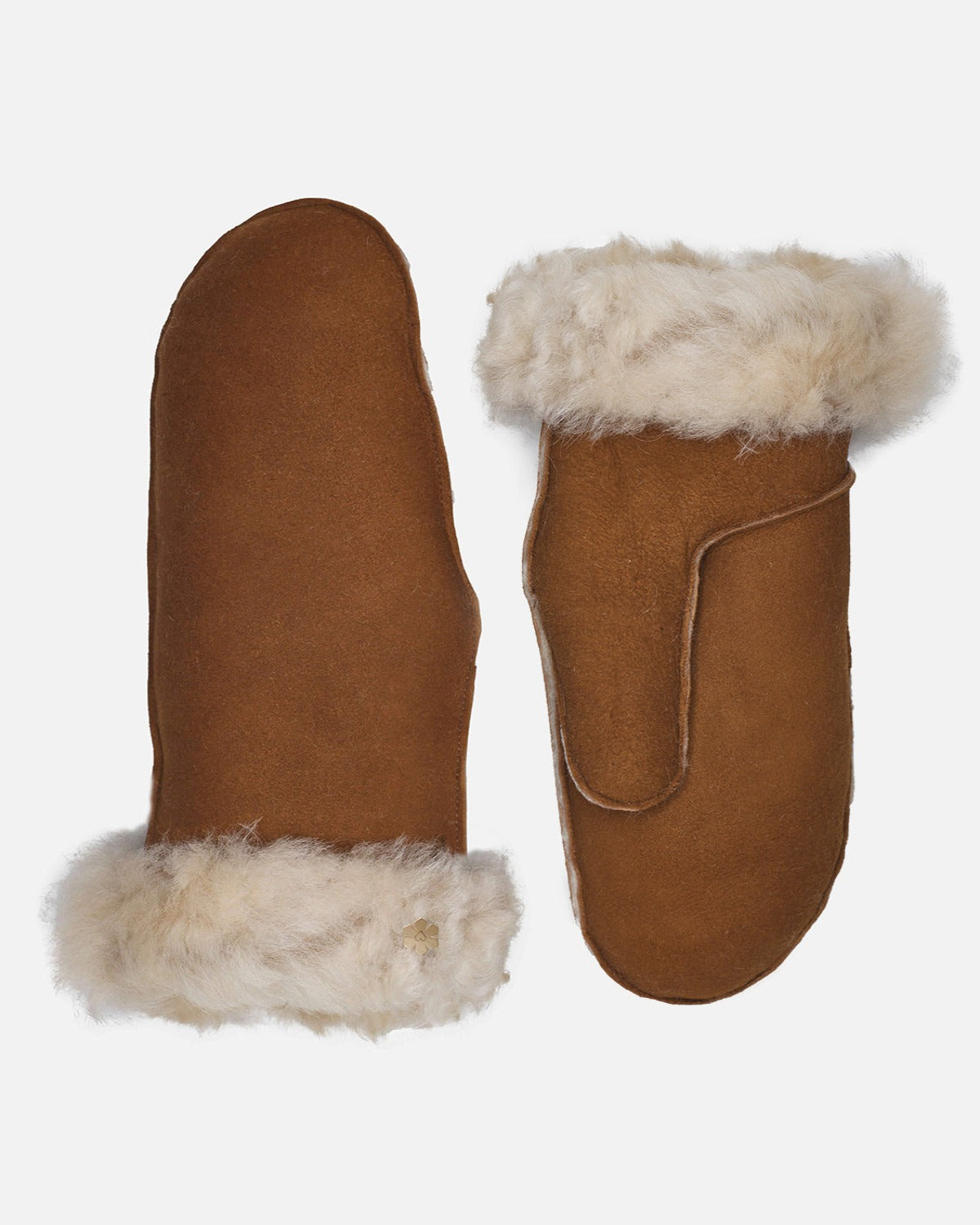 Helena Heart women's leather mittens in cognac from RHANDERS.