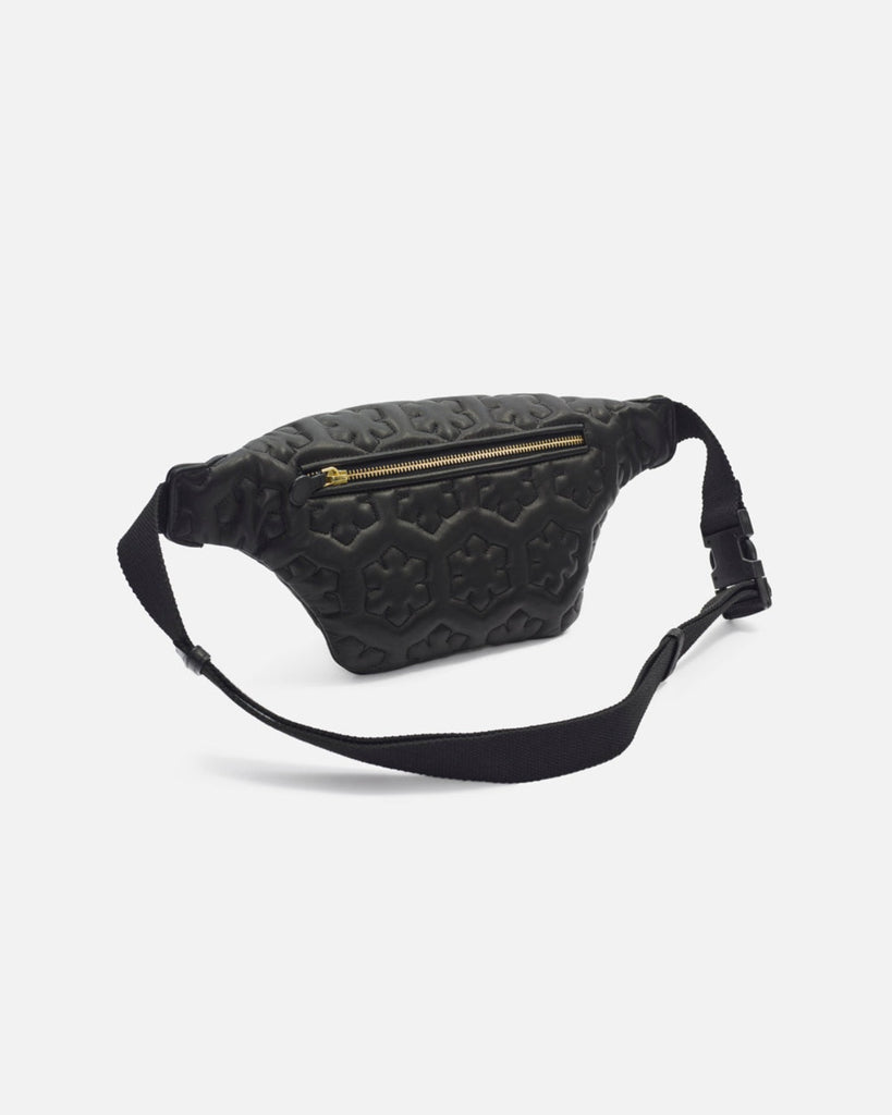 Soft and elegant black belt bag for women with Inside pocket and pocket at the back.