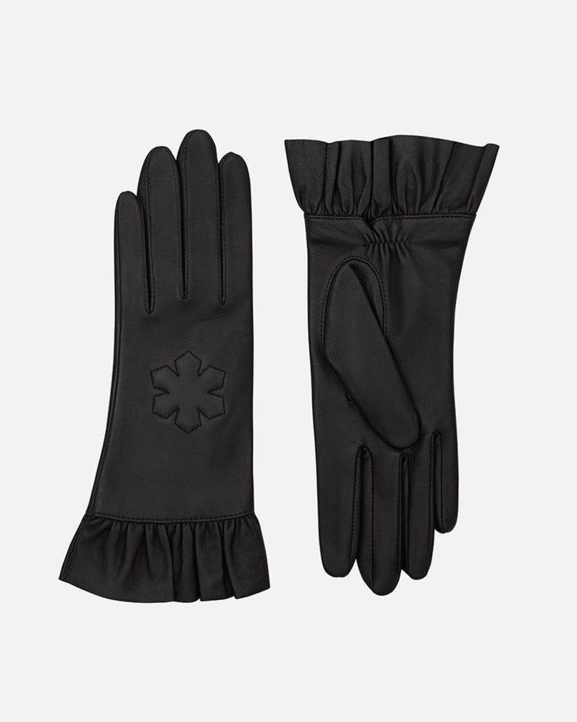 Feminine leather gloves in black with silk lining from RHANDERS. 