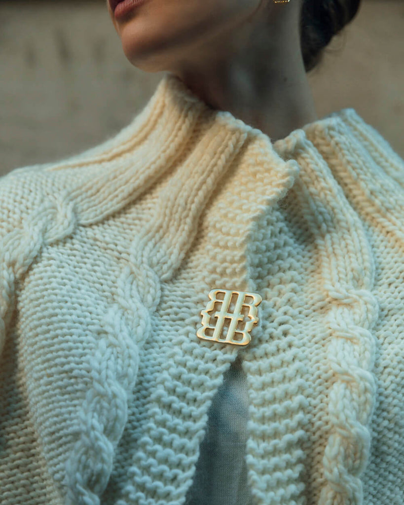 Our elegant Louisa Cape from RHANDERS adorned with our re-imagined heritage logo.
