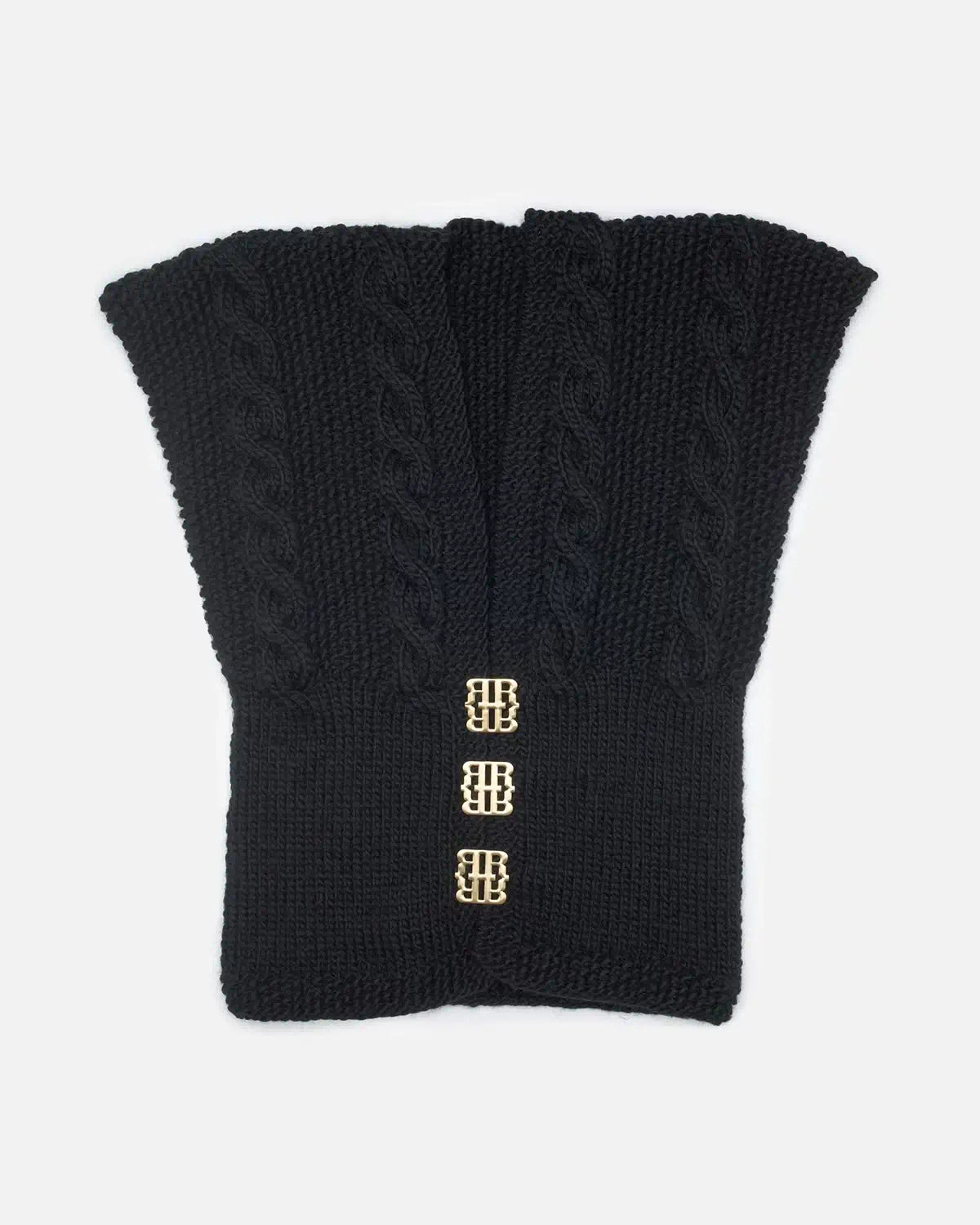 Elegant håndstrikket cardigan i sort uld fra RHANDERS udformet i med en ærmeløs facon.