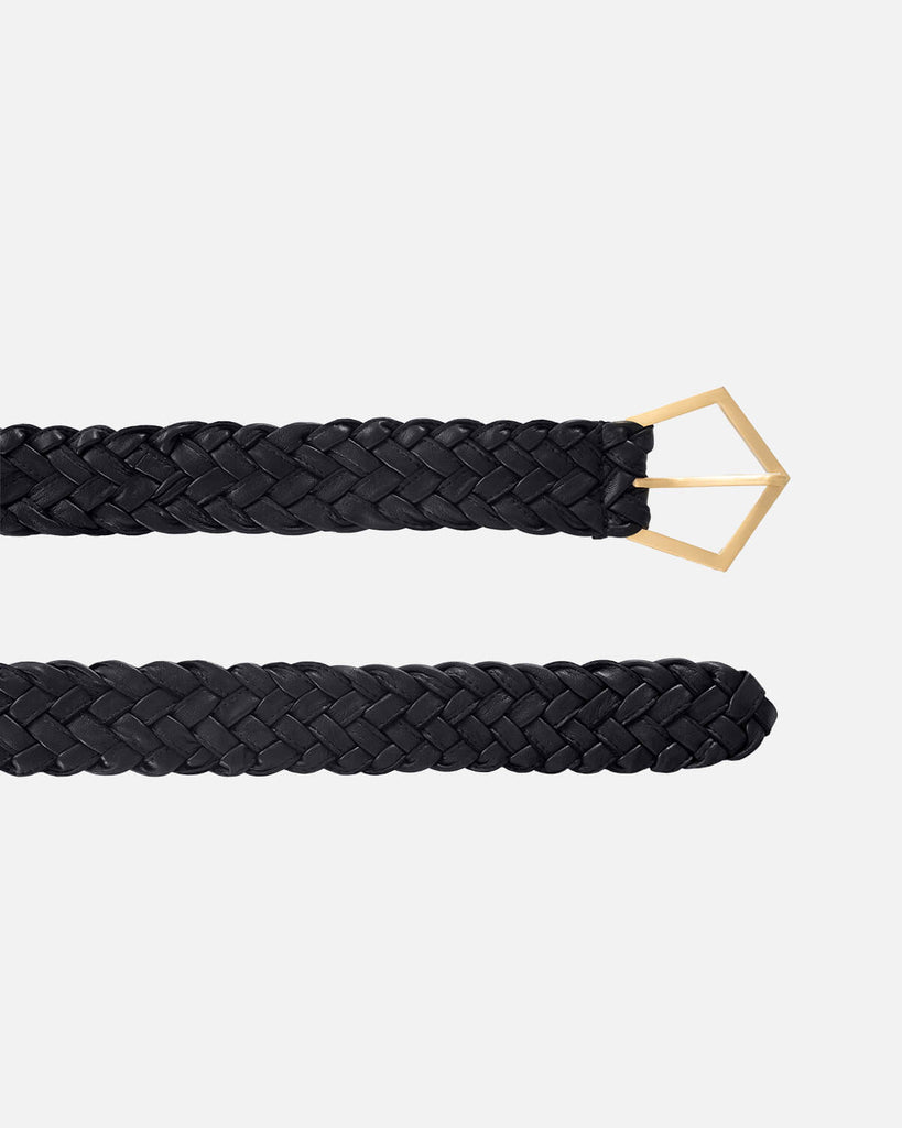 Elegant black braided belt from RHANDERS.
