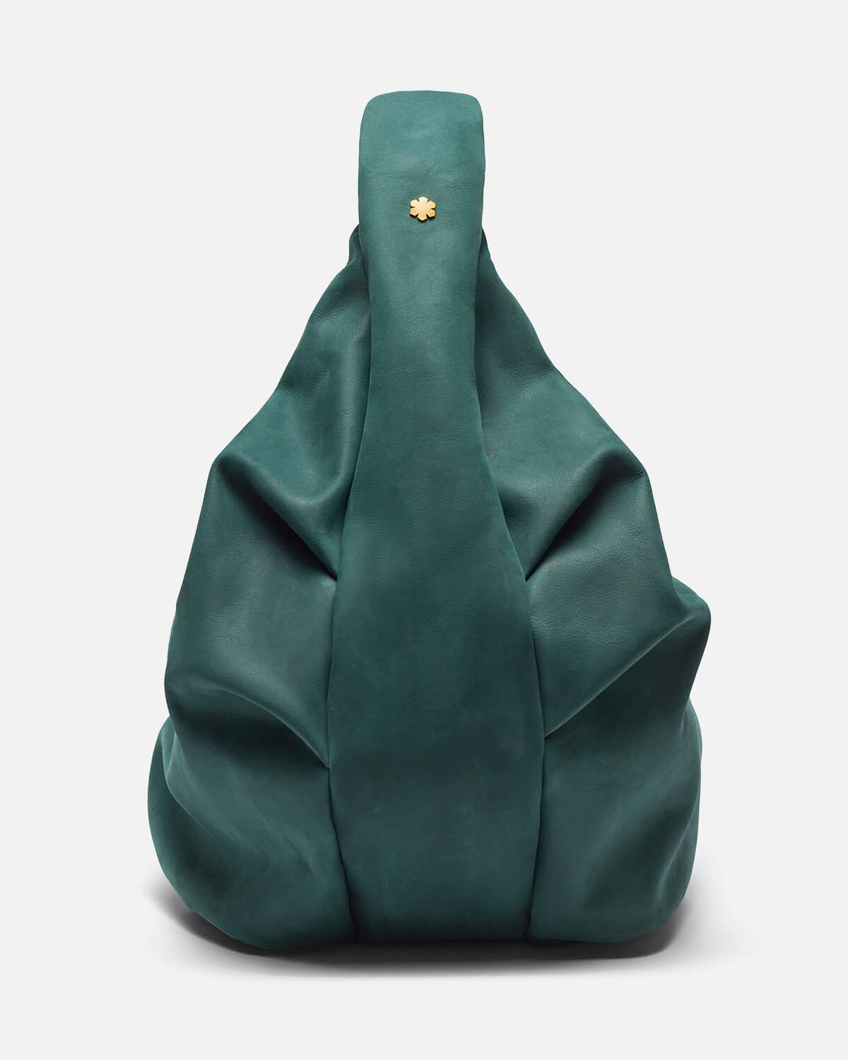 Blød og kompleks luksustaske, SWAN BAG GRAND, uden ydre syninger eller samlinger, i farven forest green.