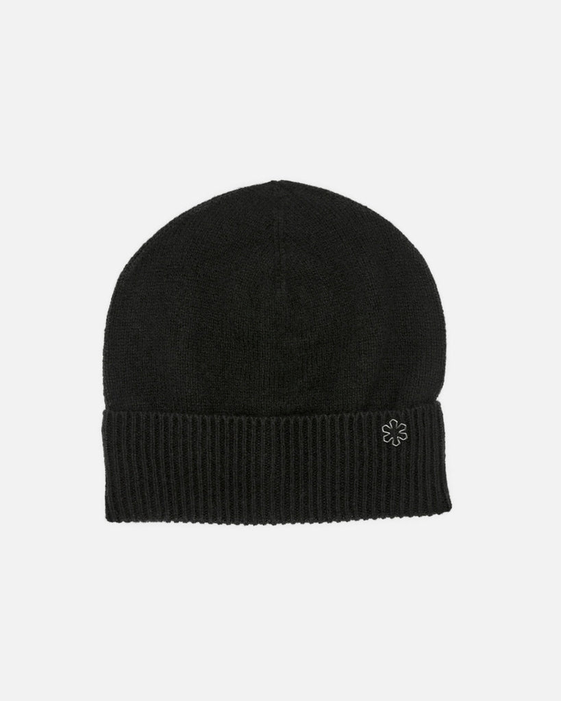 Soft classic and elegant cashmere women's beanie in the colour black.