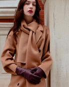 Classic lined women's leather gloves in plum with touch from RHANDERS.