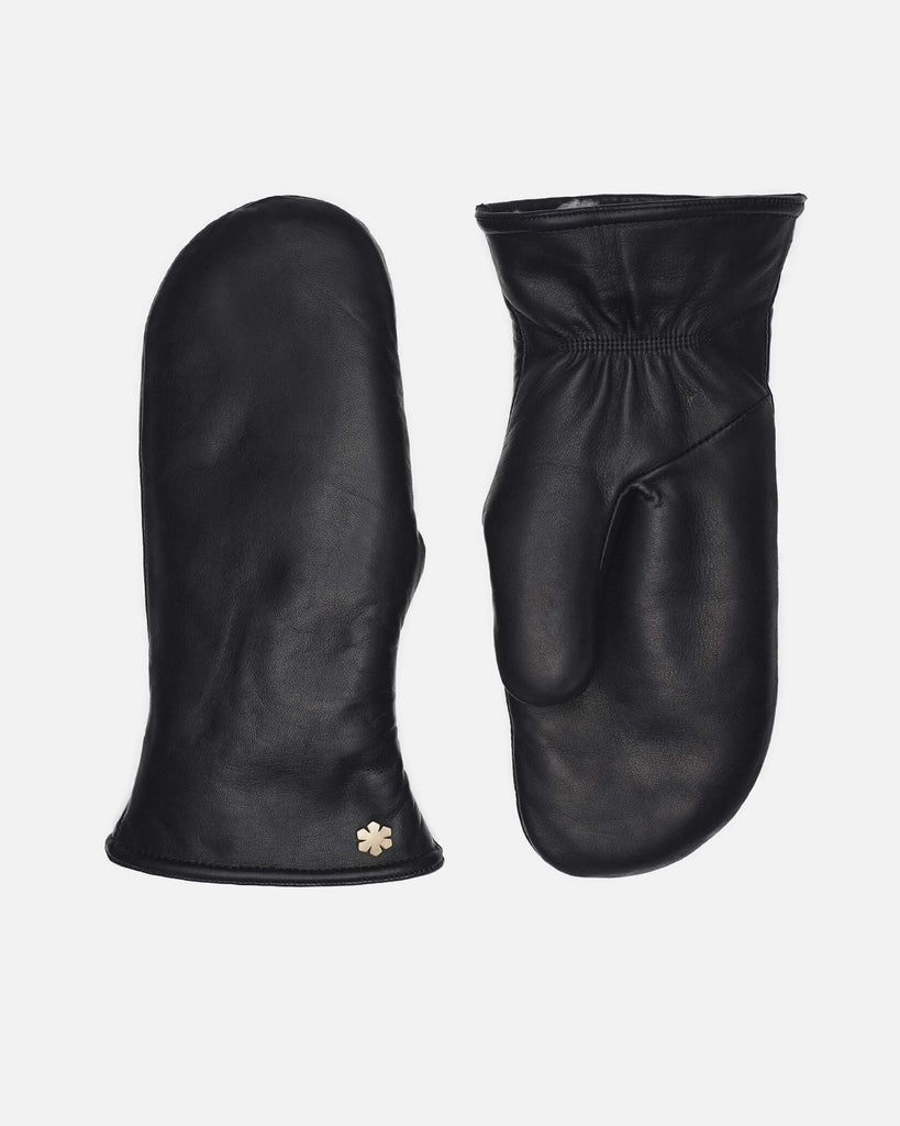 Women's leather mittens in black handmade in Denmark, RHANDERS.