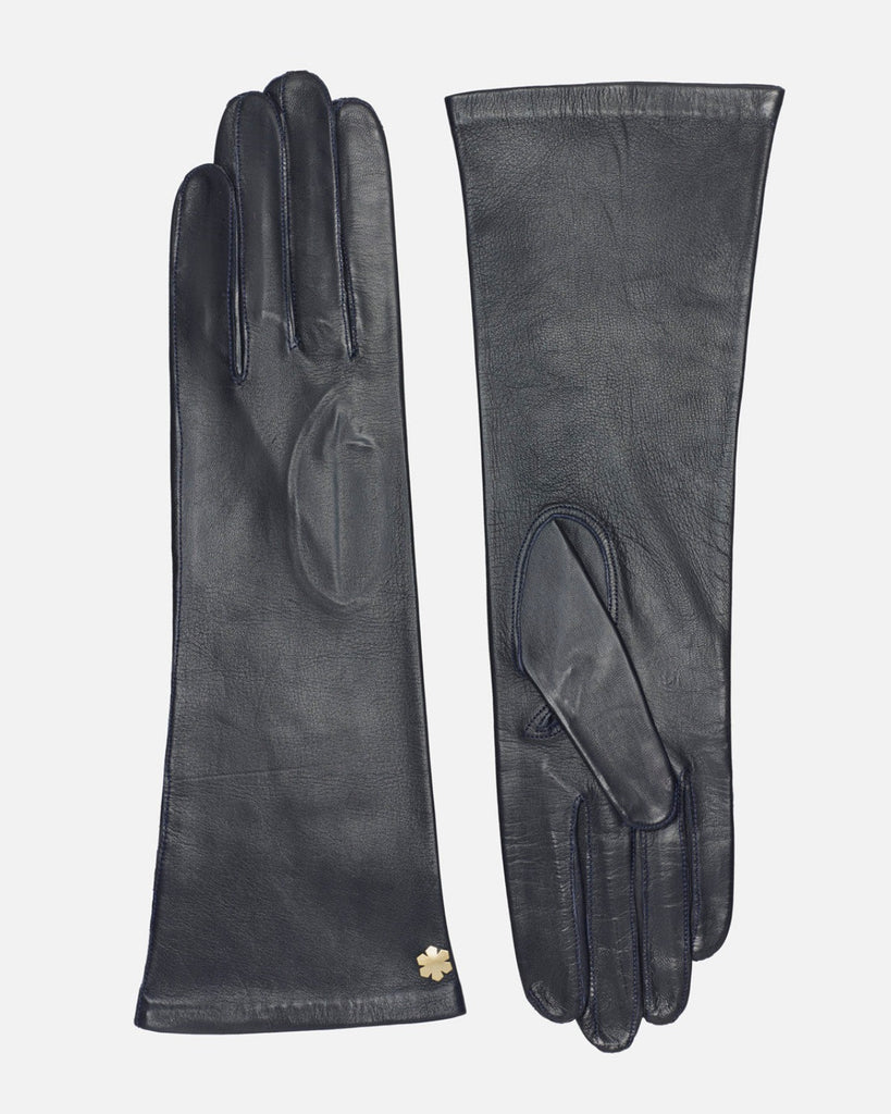 Beautiful and timeless female leather gloves in black with silk lining from RHANDERS.