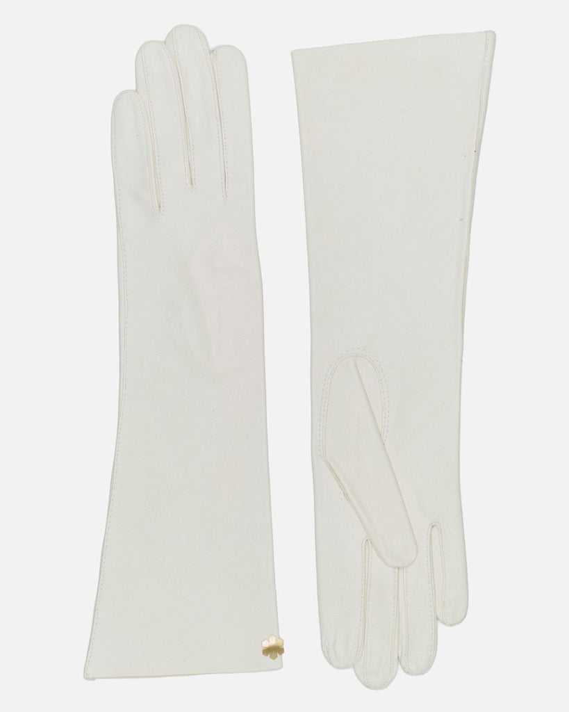 Timeless female leather gloves in white with silk lining from RHANDERS.
