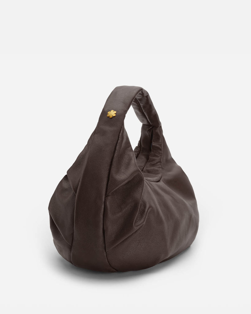 Upcycled leather handbag for women made in Denmark .