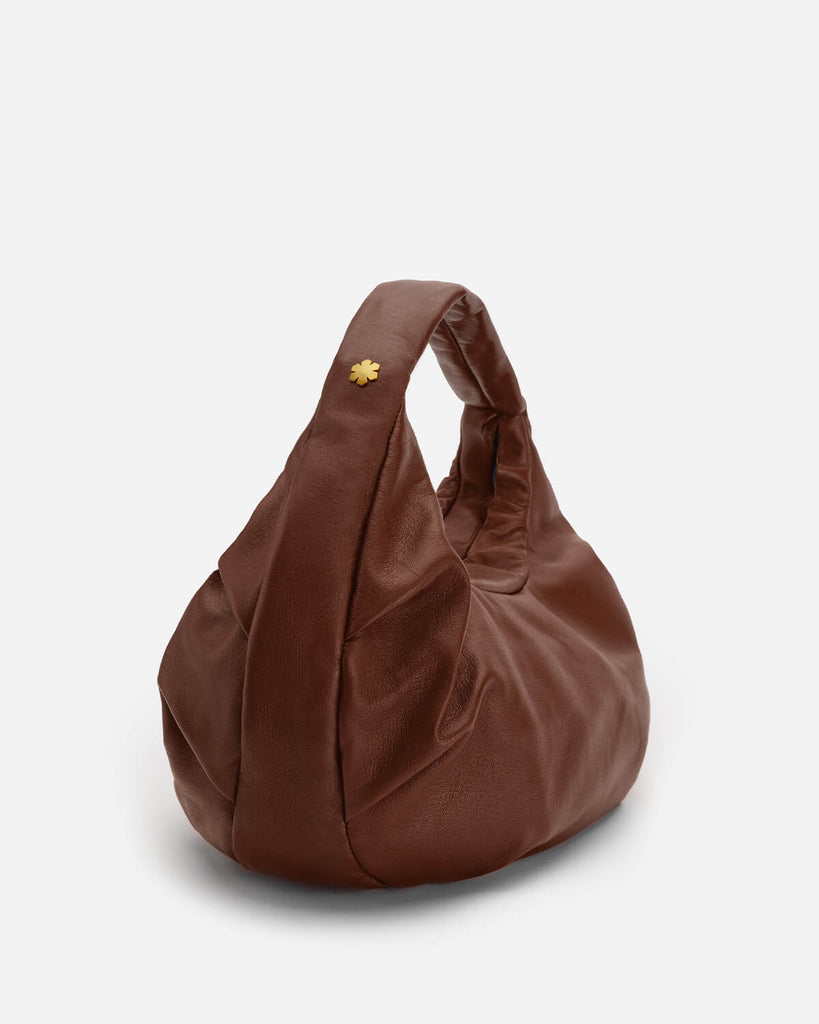 Complexly handcrafted bag for women in the colour 'Chocolate. Made by RHANDERS in our own atelier.