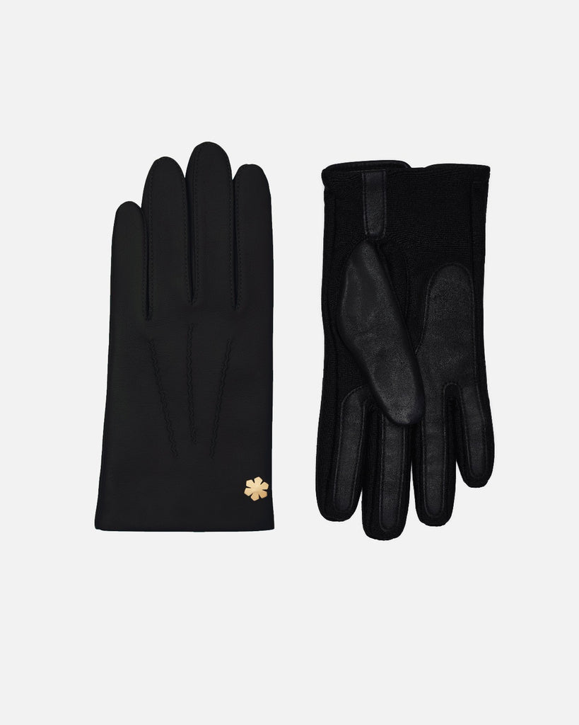 Classic one-size women's leather gloves in black with touch from RHANDERS.